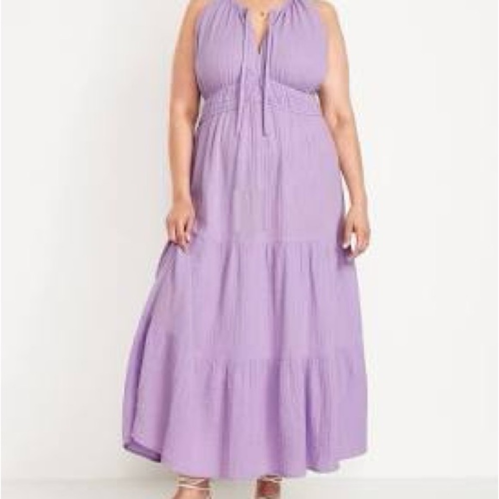 NWT Old Navy Light Purple Pleated Gauze Maxi Dress - Picture 10 of 12